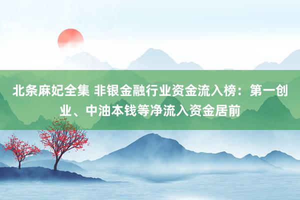 北条麻妃全集 非银金融行业资金流入榜：第一创业、中油本钱等净流入资金居前