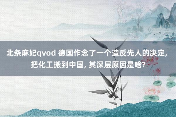 北条麻妃qvod 德国作念了一个造反先人的决定， 把化工搬到中国， 其深层原因是啥?