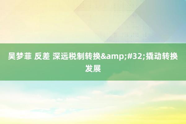 吴梦菲 反差 深远税制转换&#32;撬动转换发展