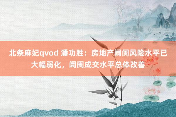 北条麻妃qvod 潘功胜：房地产阛阓风险水平已大幅弱化，阛阓成交水平总体改善