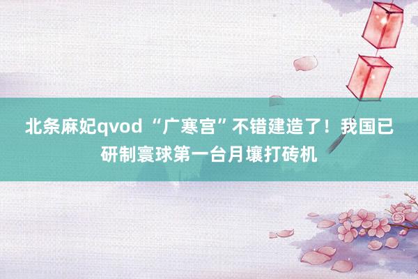北条麻妃qvod “广寒宫”不错建造了！我国已研制寰球第一台月壤打砖机