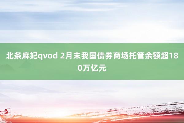 北条麻妃qvod 2月末我国债券商场托管余额超180万亿元