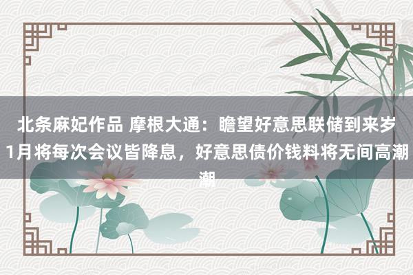 北条麻妃作品 摩根大通：瞻望好意思联储到来岁1月将每次会议皆降息，好意思债价钱料将无间高潮