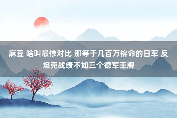 麻豆 啥叫最惨对比 那等于几百万拚命的日军 反坦克战绩不如三个德军王牌